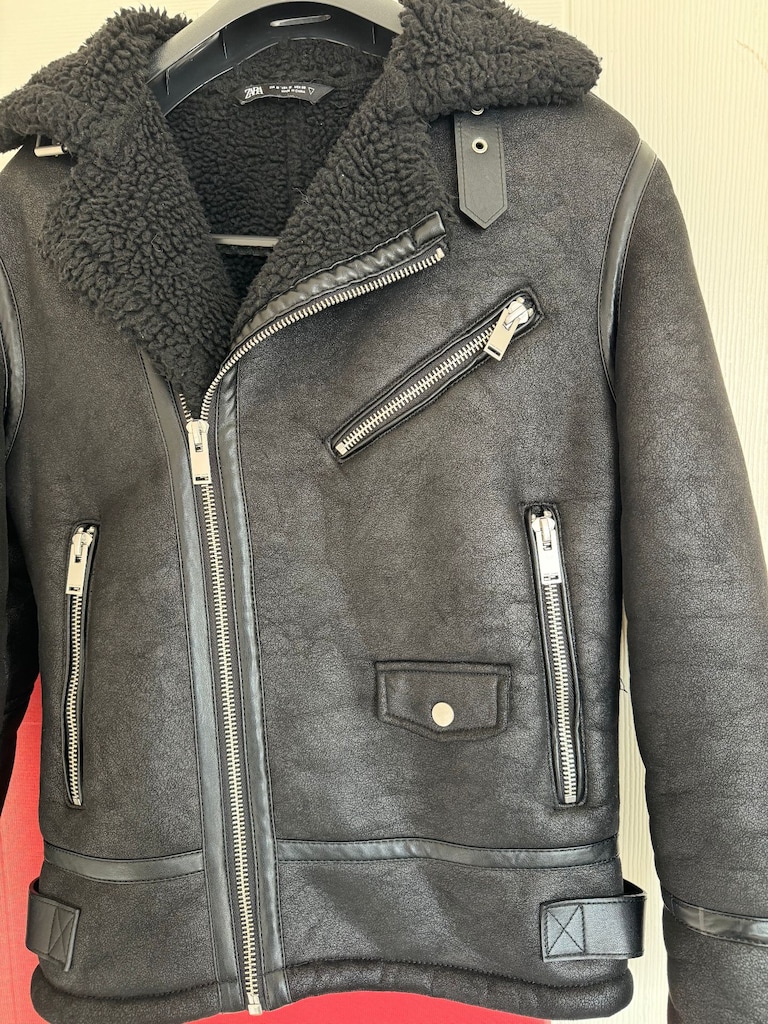 Zara Siyah Kuzu Yünü Astarlı Biker Ceket S Beden Hiç Kullanılmadı - 3