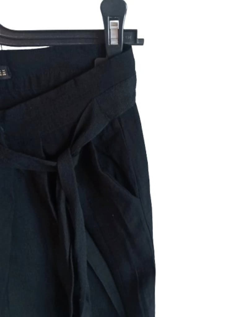 Bebe Plus Siyah Kuşaklı Bol Paça Yazlık Pantolon - 5