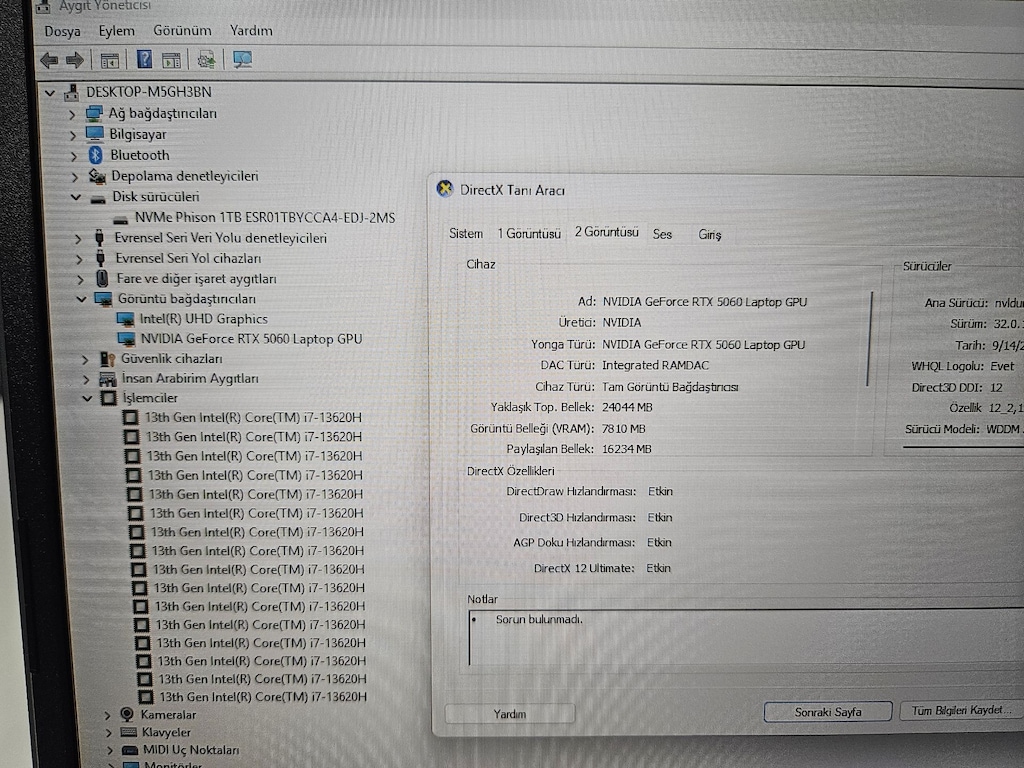 MSİ CYBORG İ7 13.NESİL + 32 GB RAM + RTX 5060 8 GB +21 AY GARANT - 9