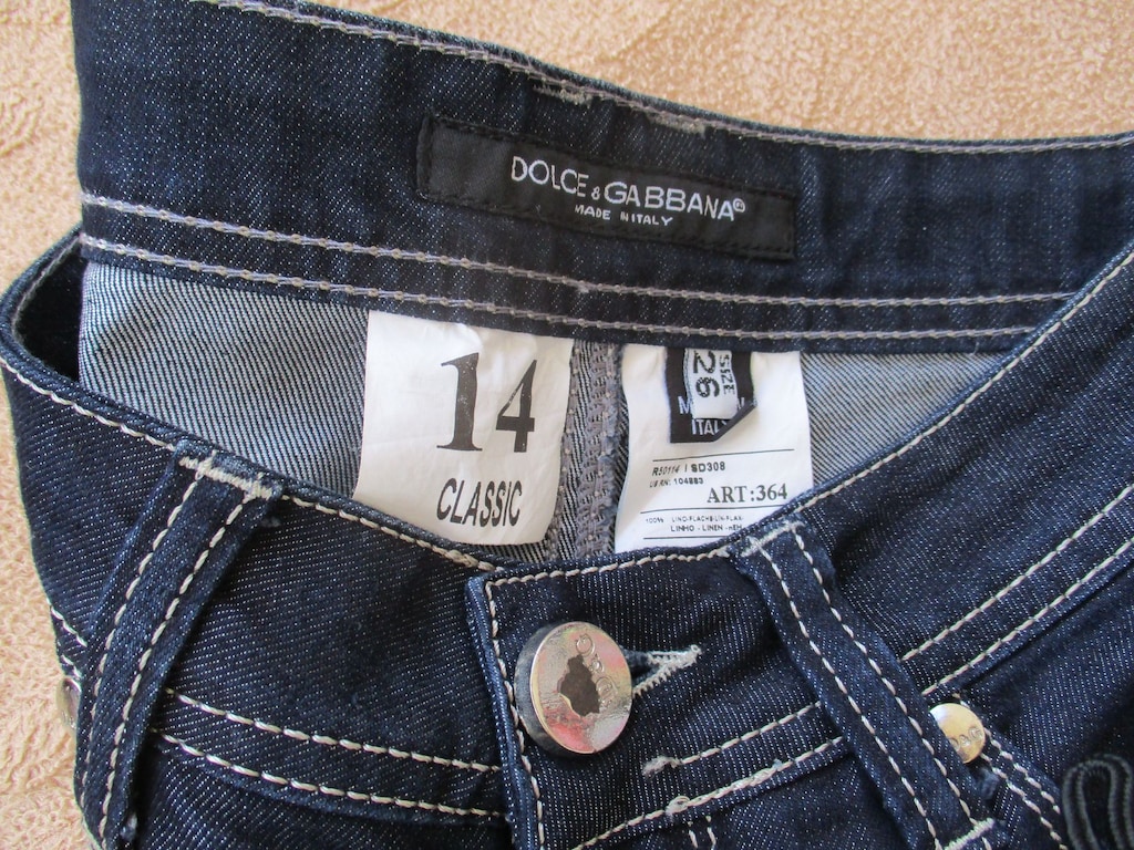 Dolce & Gabbana 14 Classic Koyu Lacivert %100 Keten Pantolon - Size 26 - 4