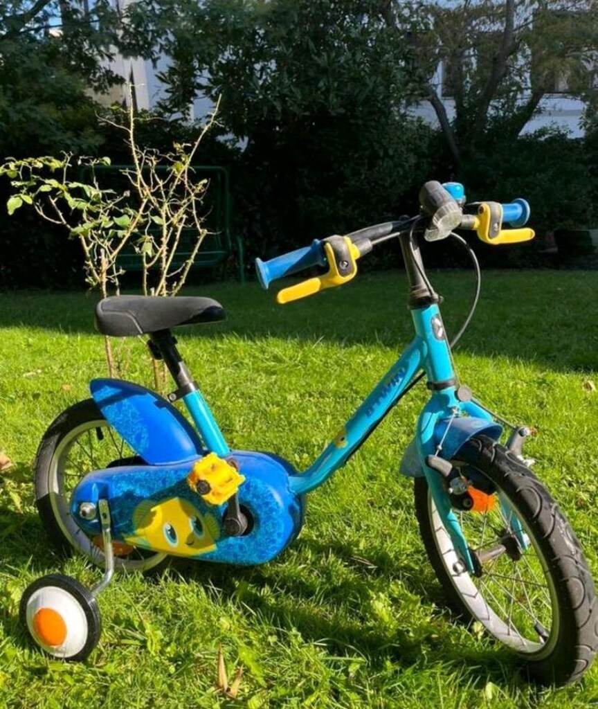 BTWİN 500 Decathlon 14jant balık desenli mavi çocuk bisikleti - 10