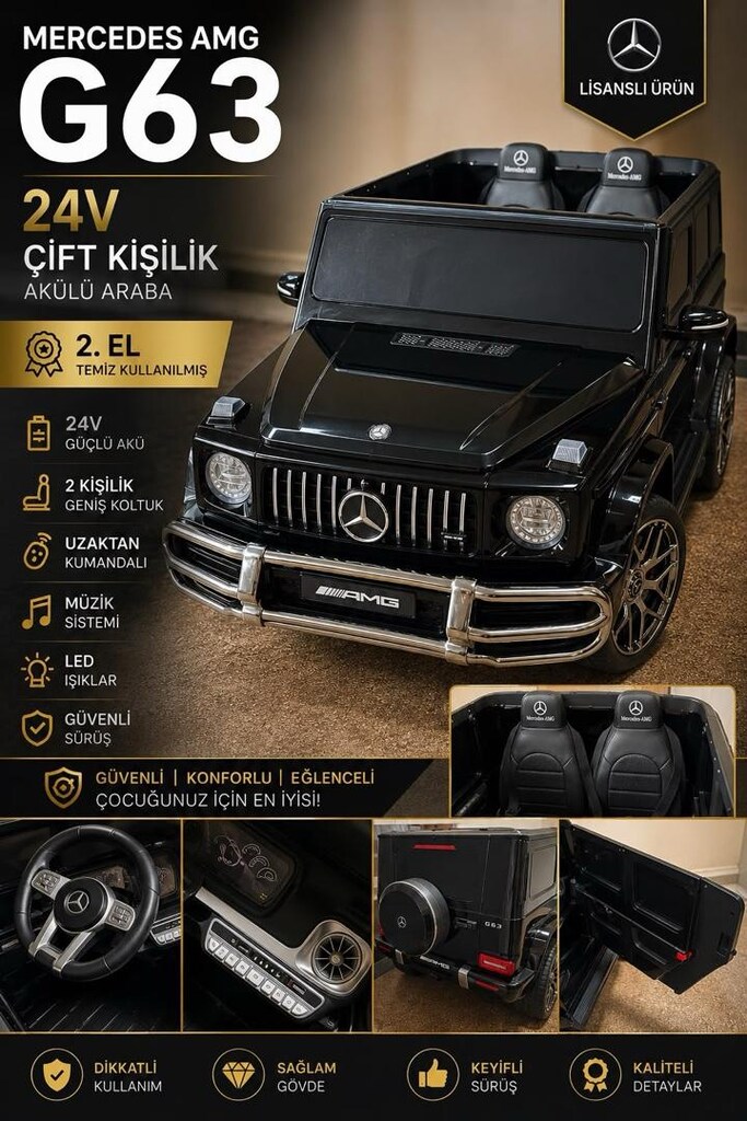 Mercedes AMG G63 Lisanslı 4x4 24V Çift Kişilik Akülü Çocuk Arabası - 2