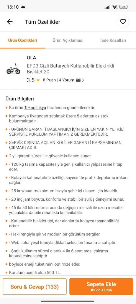 YEPYENİ SİFİRDAN FARKSİZ ELEKTRİKLİ KATLANİR BİSİKLET - 7
