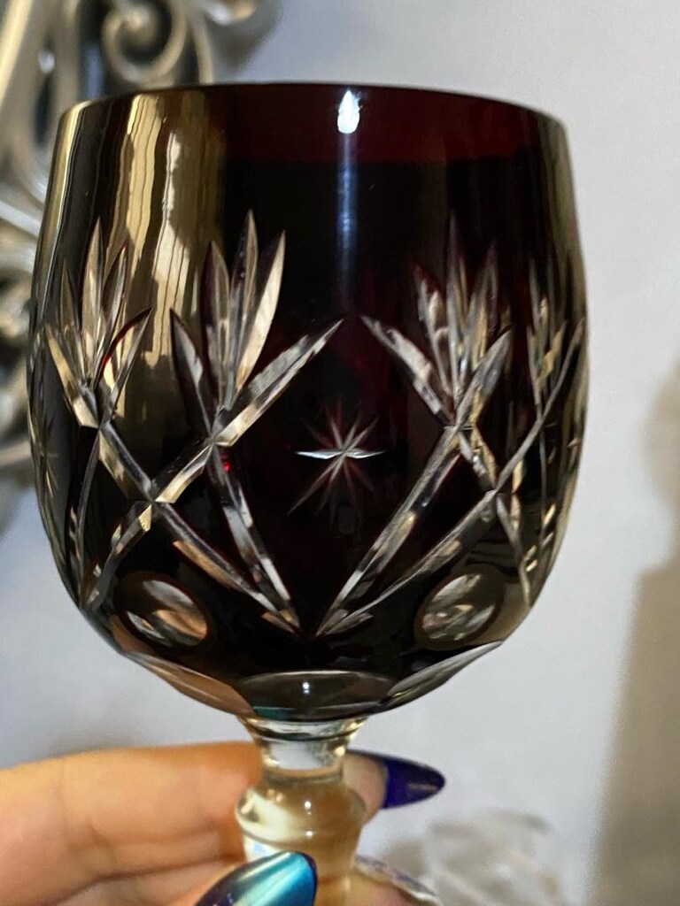 Antika Çekoslovak Bohem Kristal Kadeh - 7