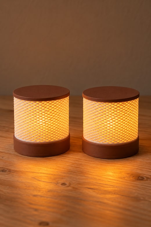 2'li Dekoratif Tealight Mumluk Seti- Pilli LED Mum Dahil - 4