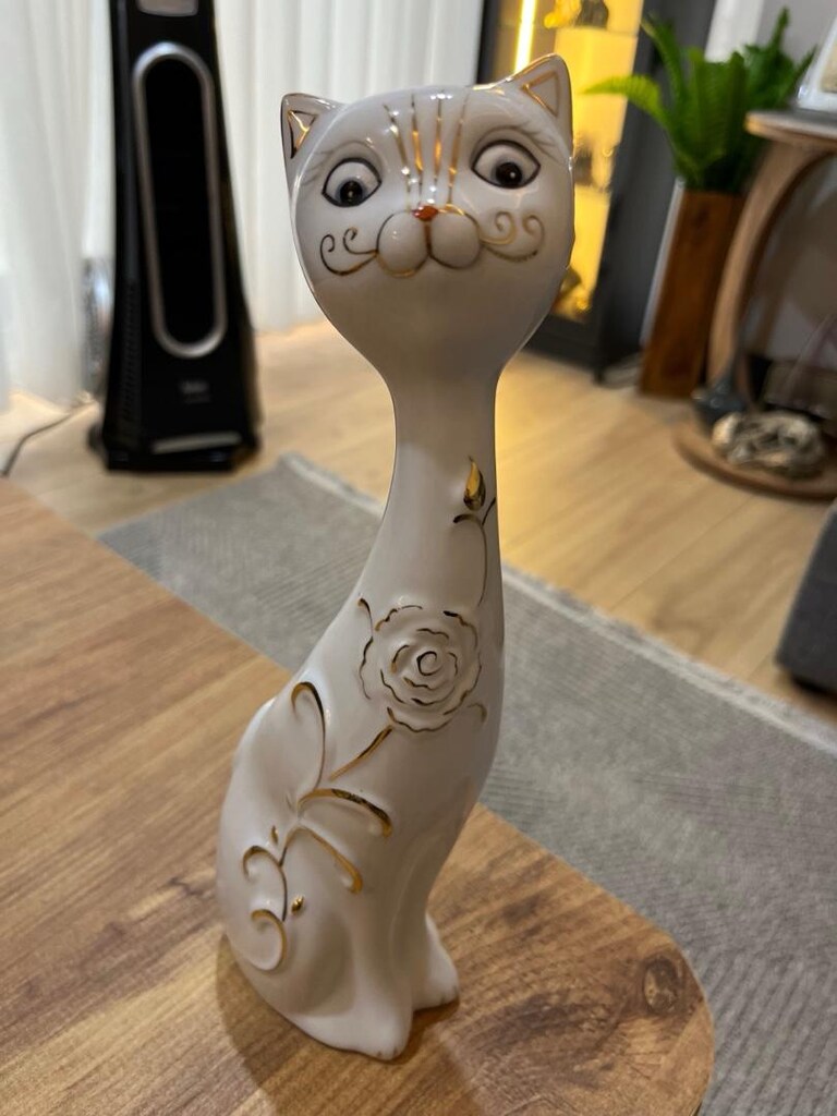 porselen 30 cm biblo kedi - 2