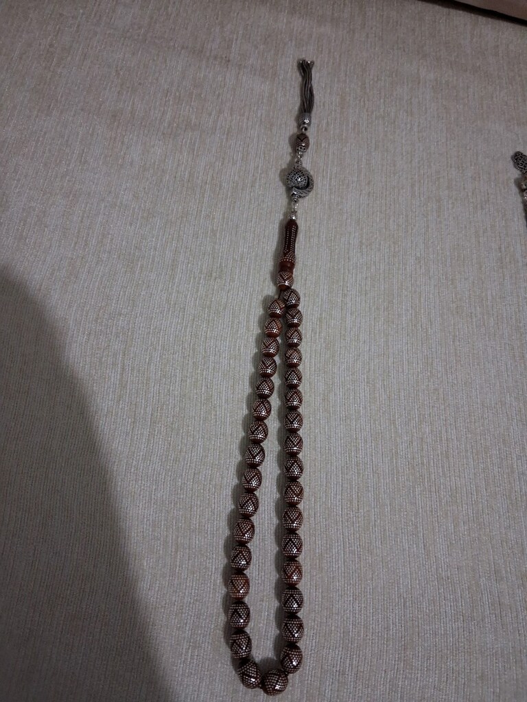 satılık Oltu taşı ve birkaç imzalı gümüş işlemeli kuka tesbihleri - 5
