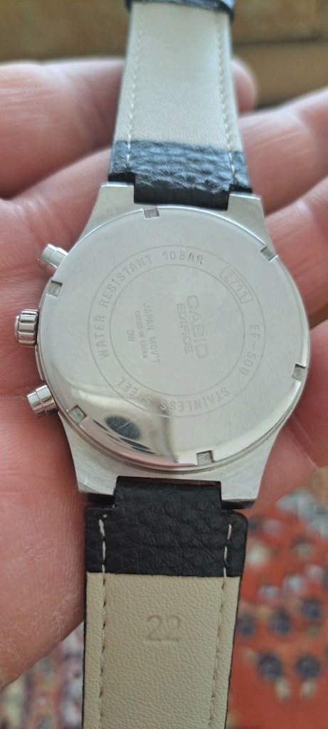 2.el casio ef 500 Analog saat camı kasası temiz yeni deri kordon - 4