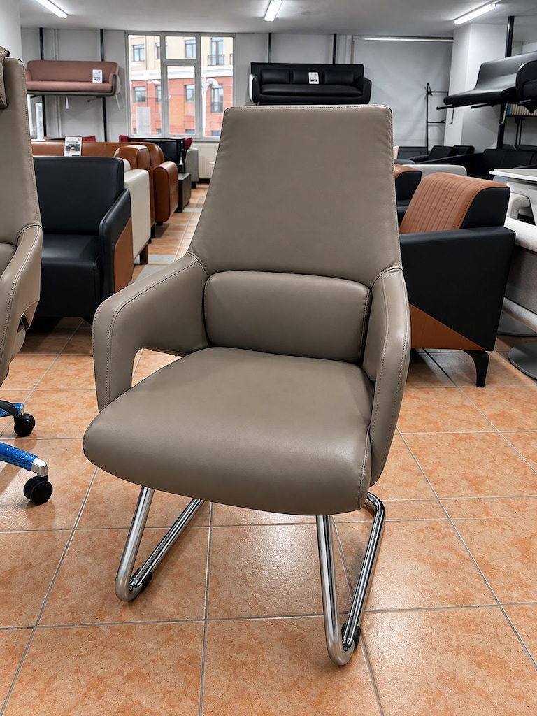 KLAS OFİS ÜSKÜDAR KUM BEJİ DERİ MÜDÜR KOLTUK TAKIMI SIFIR - 7