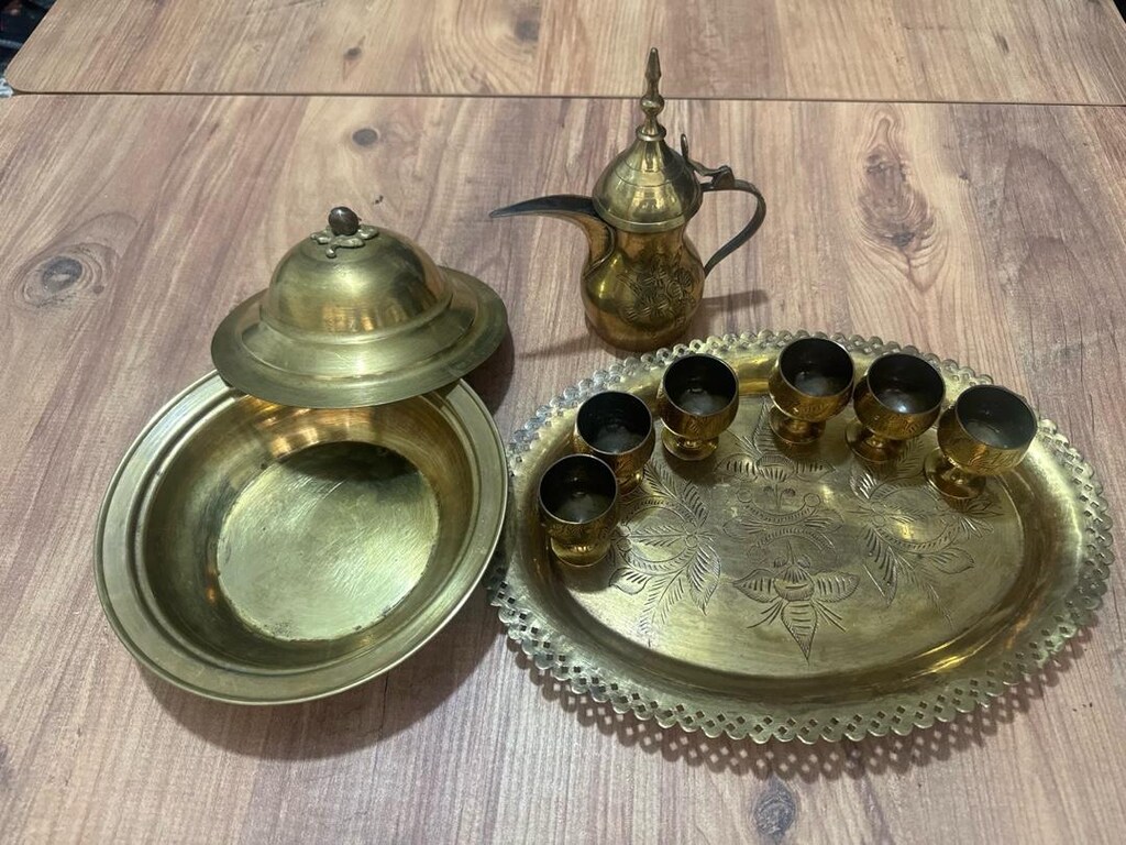 Vintage Pirinç Zemzem Suyu Servis Seti ve Hurmalık&Lokumluk - 3