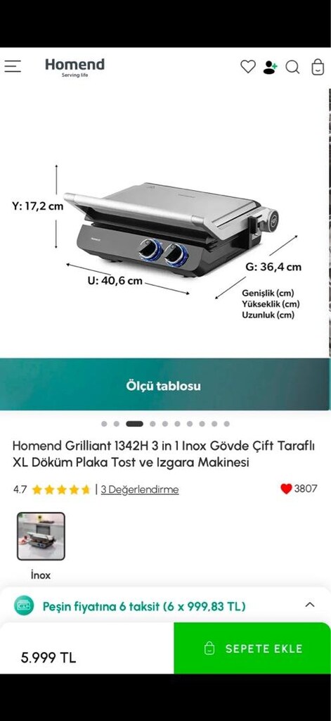 KARACA HOMEND Döküm Grillant 1342H - 7