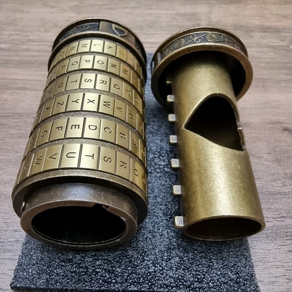 Da Vinci Code Metal Cryptex - Şifreli Hediye Kutusu ve 2 Adet Yüzük - 8