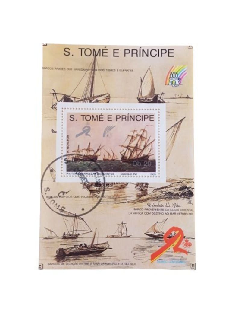 1989 São Tomé ve Príncipe – 16. Yüzyıl Gemileri Blok Pul - 6