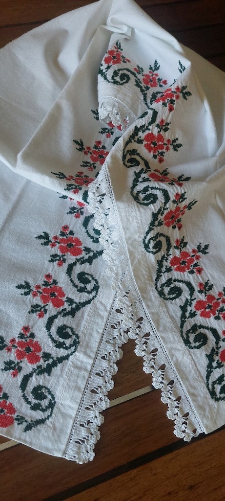 KANAVİCE ELİSİ ÖRTÜ 112,/33CM PATISKA KUMAŞ SİFİR DANTELLİ RAF ÖRTÜ - 5