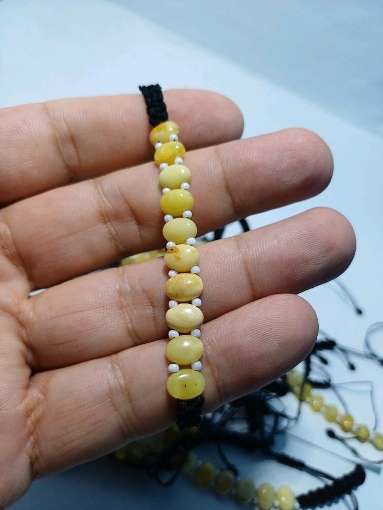 damla kehribar bileklik her bileğe göre ayarlamalı ip kordon ADET FİYA - 5