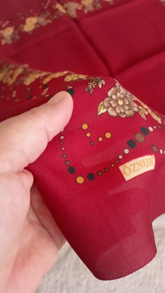 bordo çiçekli eşarp - 3