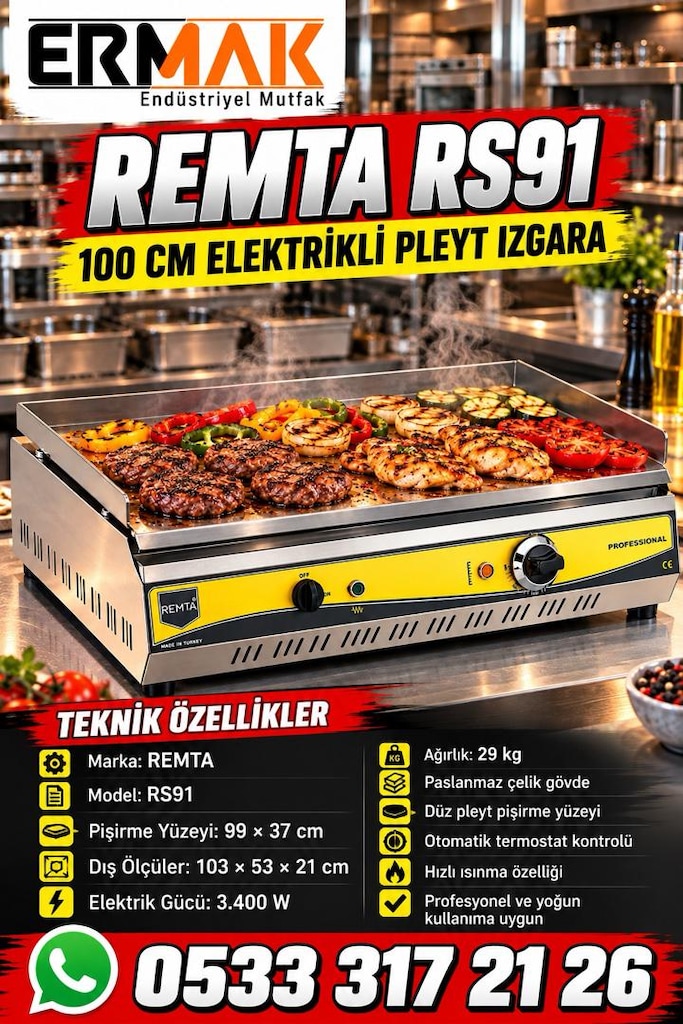 REMTA RS91 – 100 CM ELEKTRİKLİ PLEYT IZGARA | ŞOOOK FİYAT! - 5