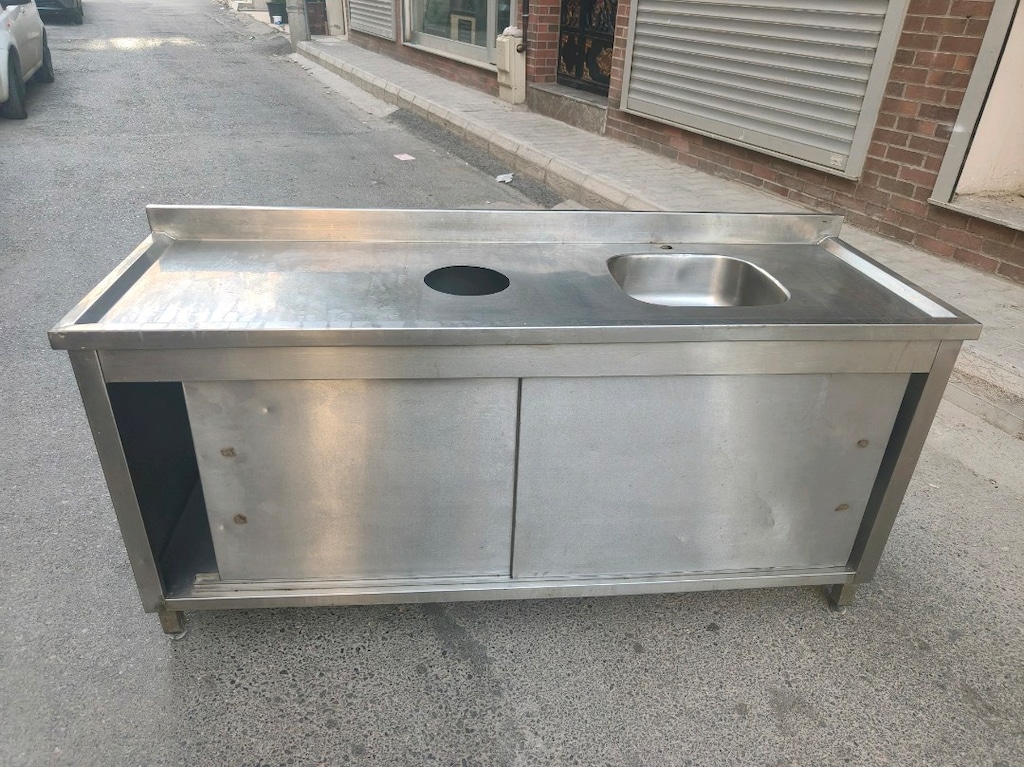 krom kapaklı evye tezgah - 11