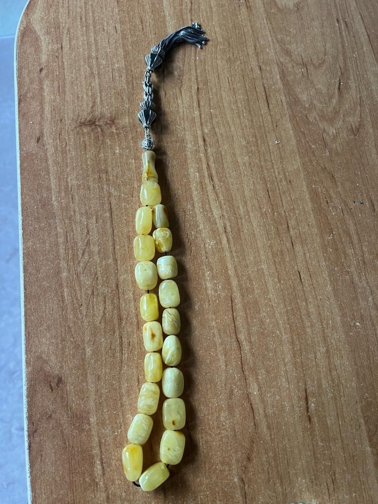 damla kehribar tesbih 55 gram resimde mevcut - 3