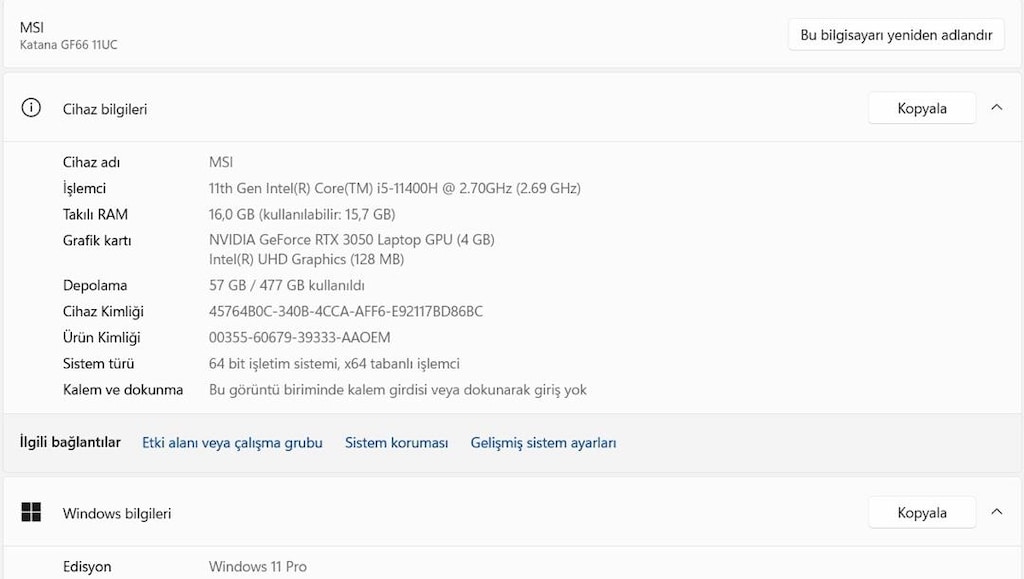 MSI GAMİNG LAPTOP AÇIKLAMAYI OKUYUNUZ. - 5