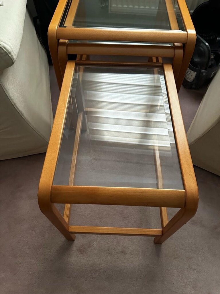 ahşap camlı zigon sehpa - 6