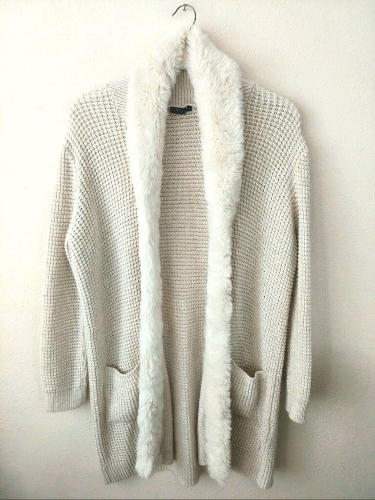 LCW Peluş Şal Yaka akrilik ekru Hırka - 4