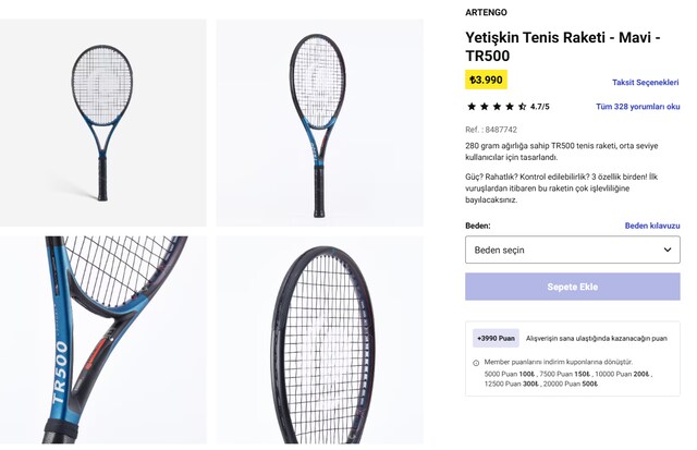 Artengo TR500 Tenis Raketi ve Kılıf