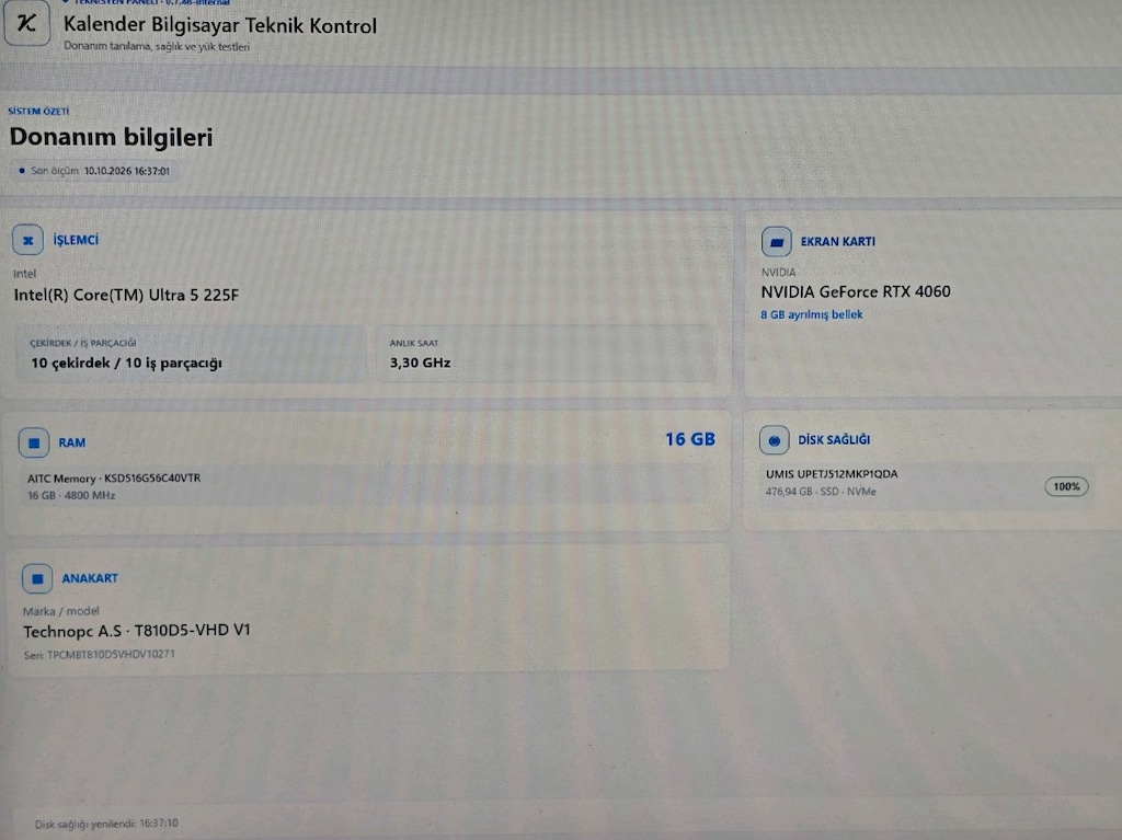 Intel Ultra 5 225F RTX 4060 16GB DDR5 Ram 512GB SSD - 5