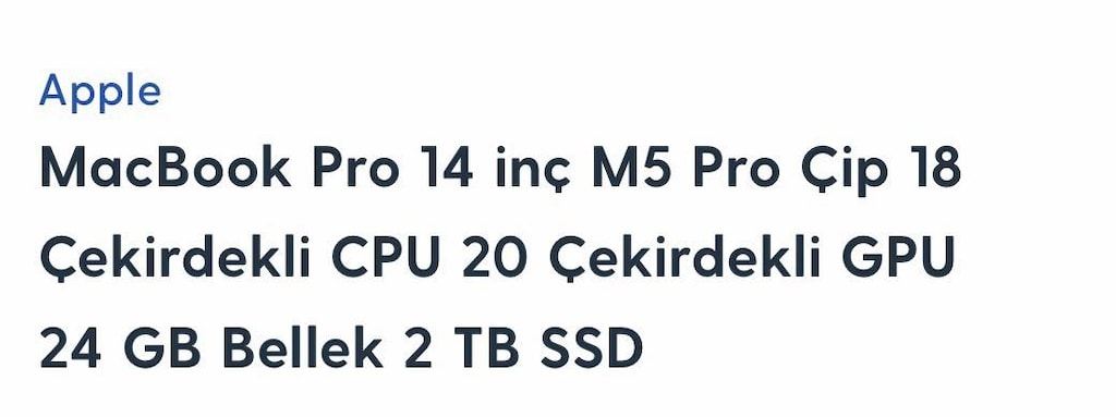 macBook pro 14”M5pro çip 18çekirdekli cpu20 çekirdekli gpu 24gb 2tbssd - 2