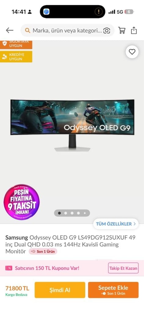 SAMSUNG ODSSEY OLED G9 49 İNC MONİTÖR - 3