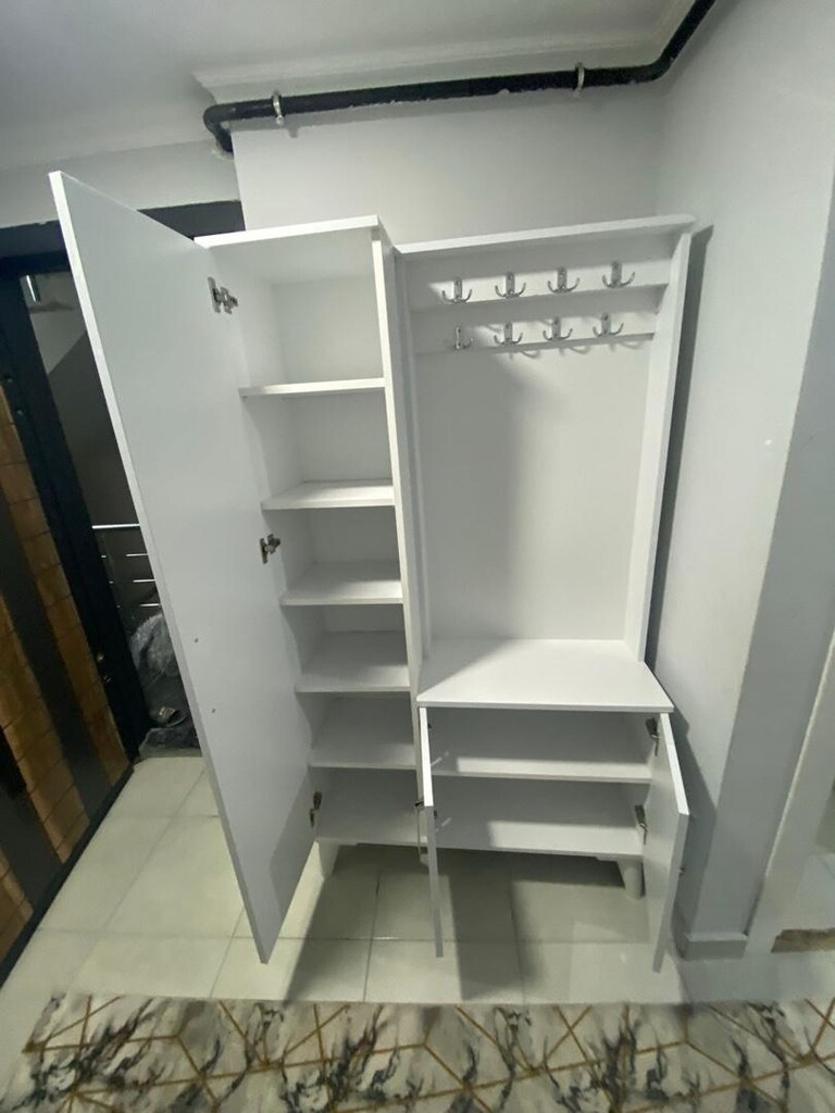 beyaz kaliteli portmanto vestiyer ayakkabılık - 2