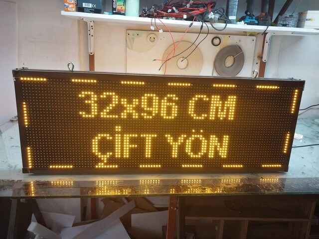 32 x 96 cm çift yön sarı renk kayan yazı led tabela