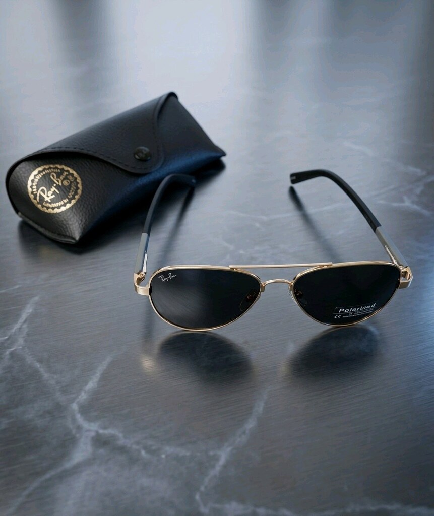RayBan Gold Çerçeveli Siyah Polarize Cam Klasik Aviator Güneş Gözlüğü - 4