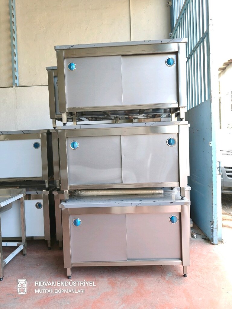 krom tezgah 140 cm krom çalışma tezgahı hazır mutfak dolaplı tezgah - 9