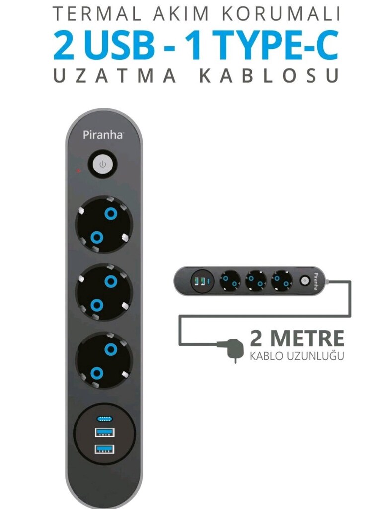 Piranha 45640 Akım Korumalı Uzatma Priz - 2