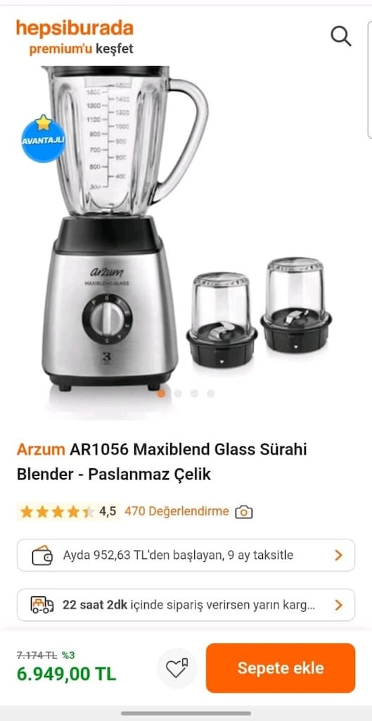 Arzum {Maxiblend Çelik Glass Sürahi Blender} - 2