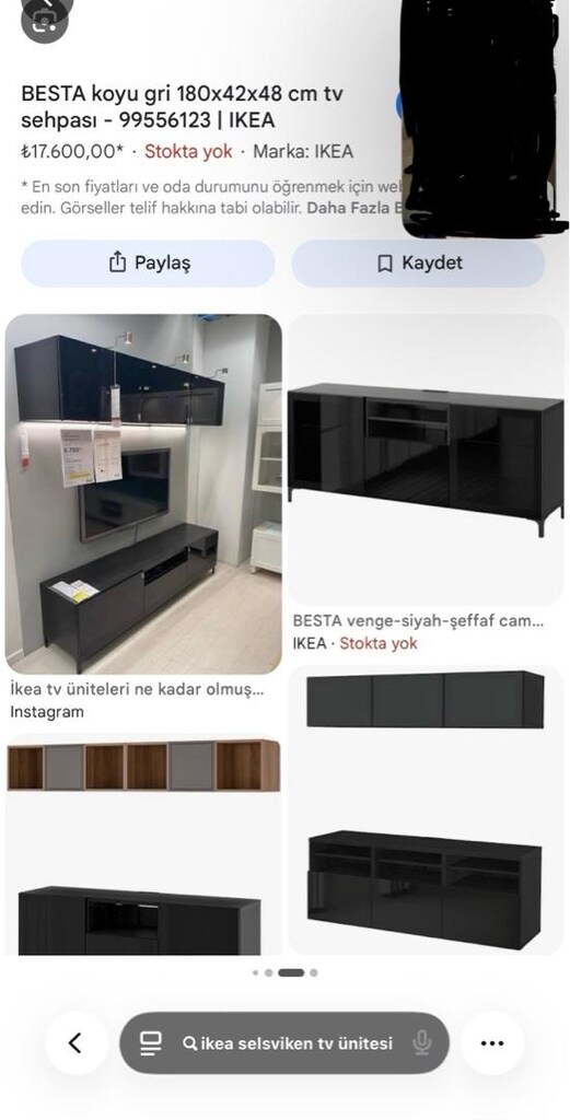IKEA BESTA Serisi TV sehpası parlak siyah (180cm) - 8