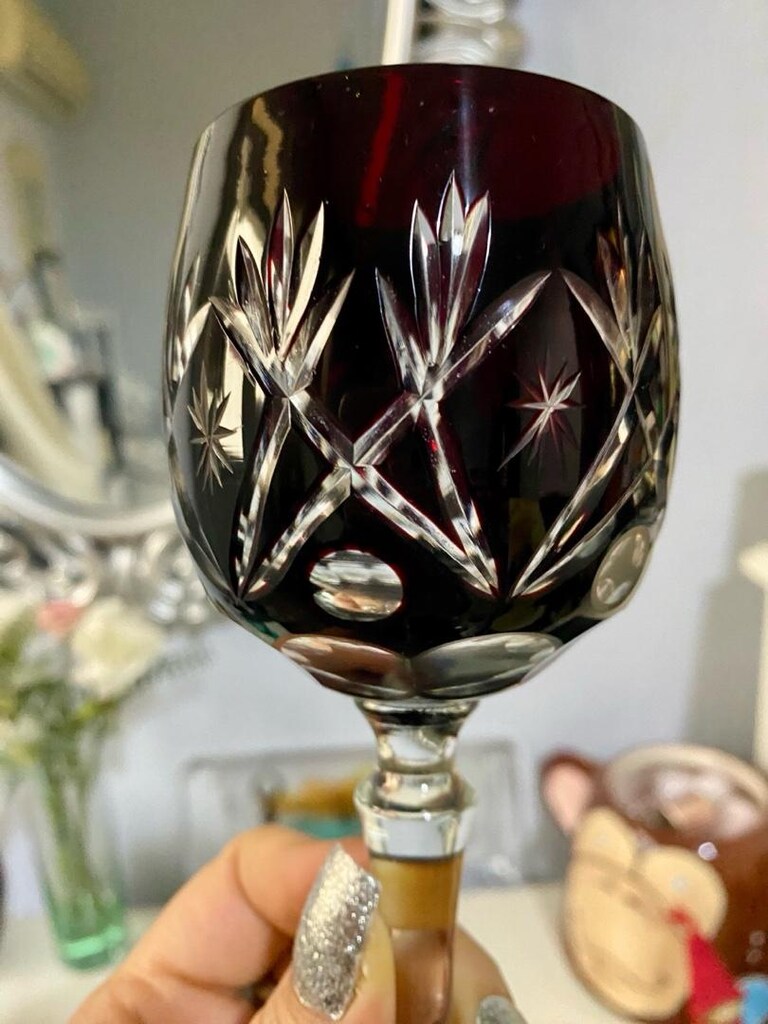 Antika Çekoslovak Bohem Kristal Kadeh - 8