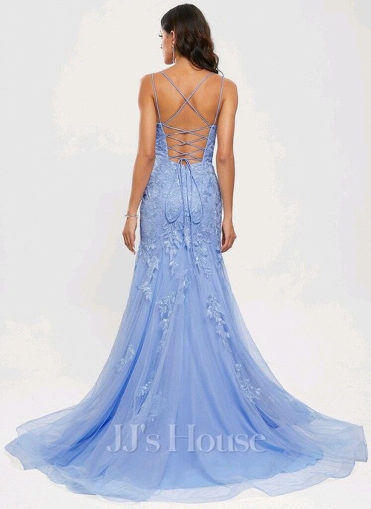 JJ House Trumpet/Mermaid V-Neck Sweep Dresses - 7