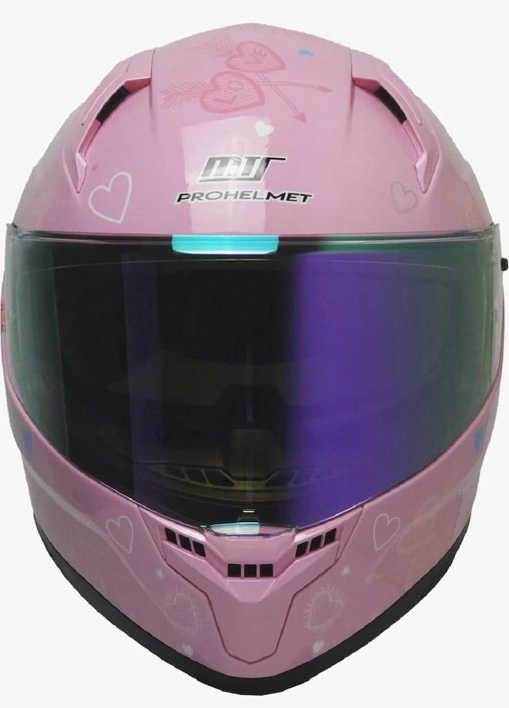 MTS M-910 LADY PRETTY KAPALI KASK - (Renkli Vizörlü) Pembe - 2