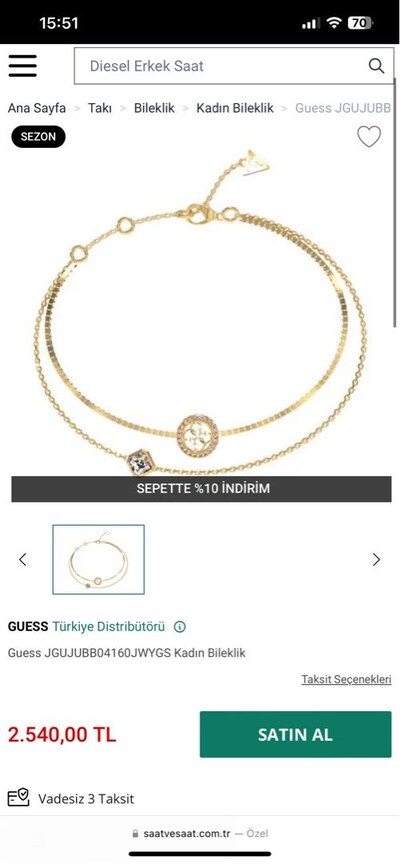 guess taşlı gold bileklik