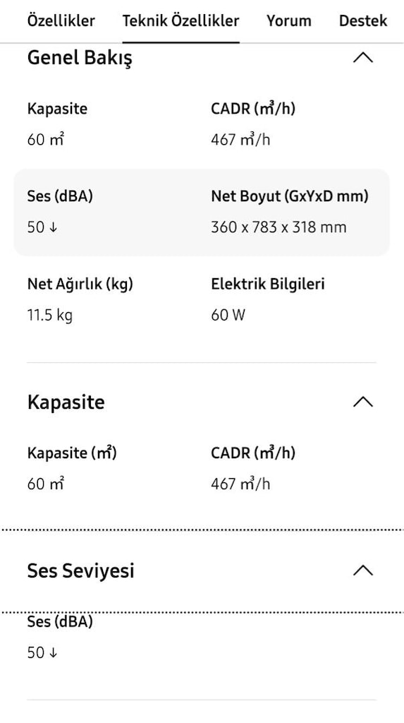 samsung Hava Temizleyici AX5500 garantili kutusu açılmamış sıfır - 3