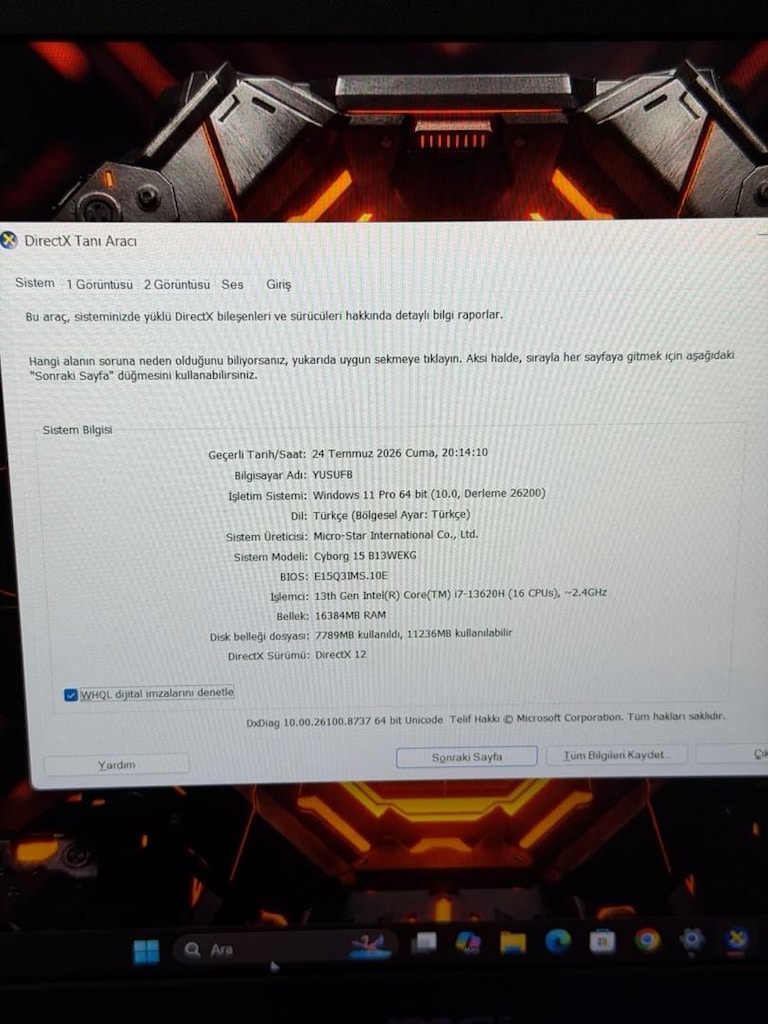 MSİ CYBORG 15 B13WEKG 23AY GARANTİLİ - 2