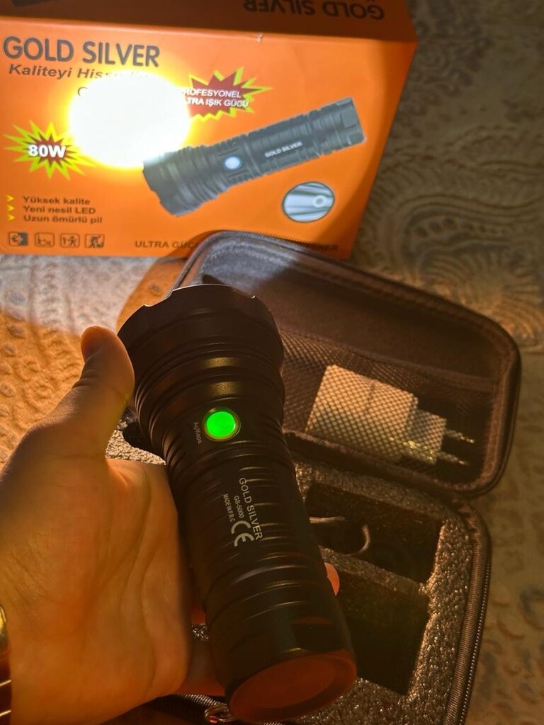 SIFIR Gold Silver GS-5000 80W Şarjlı Profesyonel El Feneri – Kapalı Ku - 4