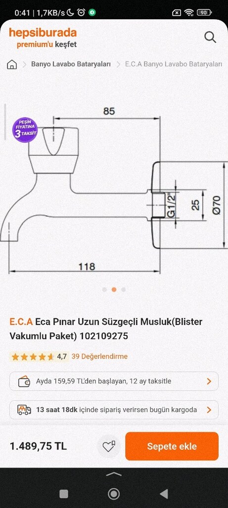 E.C.A A KALİTE SIFIR ÜRÜN TEKLİ MUSLUK TOKMAK VOLANLI BAŞLIKLI YENİDOĞ - 3