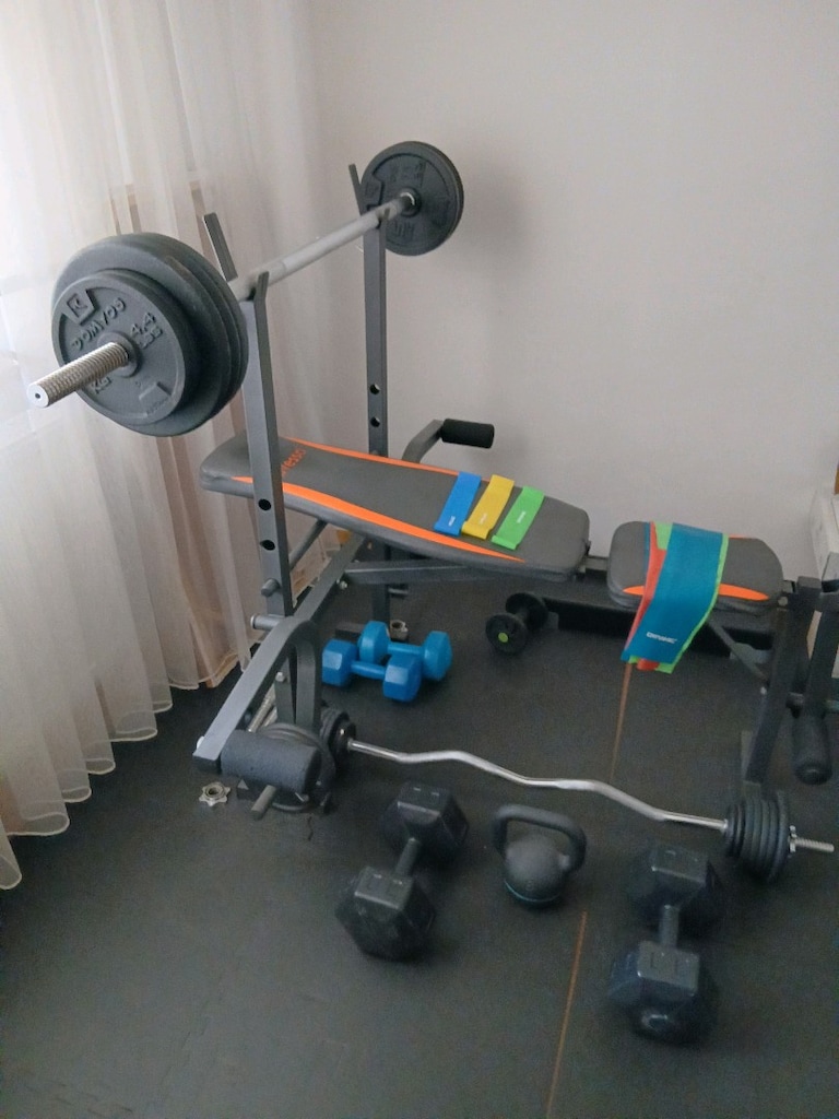 70 kg ağırlık seti +dambıllar+ sehpa+diğer malzemeler - 2