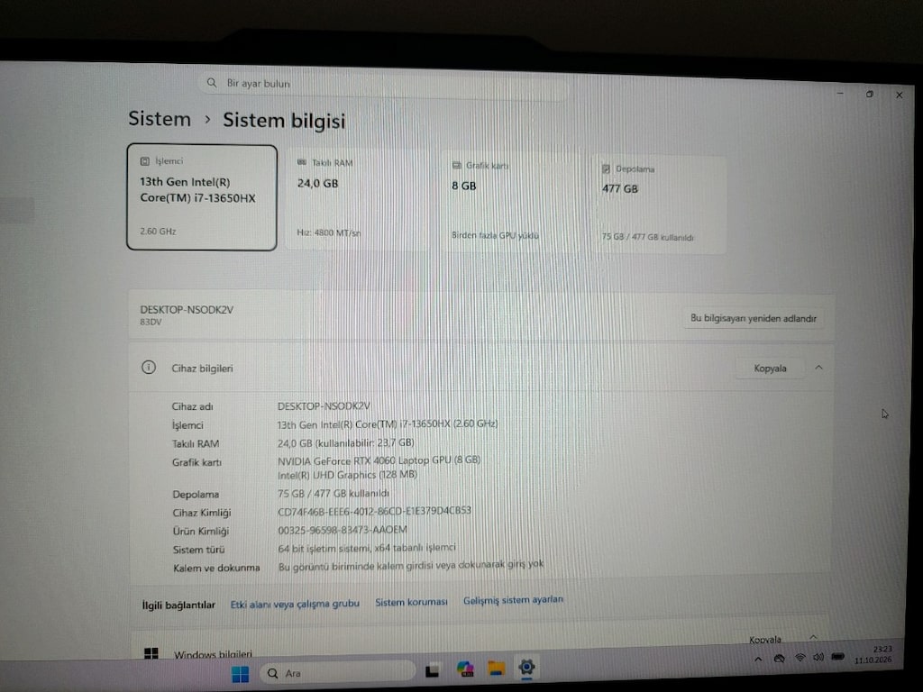 Lenovo Loq 8gb Rtx4060 i7 13650HX Takas Laptop ile Olur 24Ram 512ssd - 8