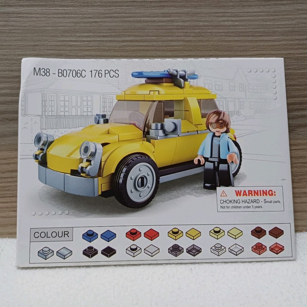 LEGO Uyumlu Nostaljik Sarı Vosvos & Sörfçü Figür Seti |Yapım Kılavuzlu - 2