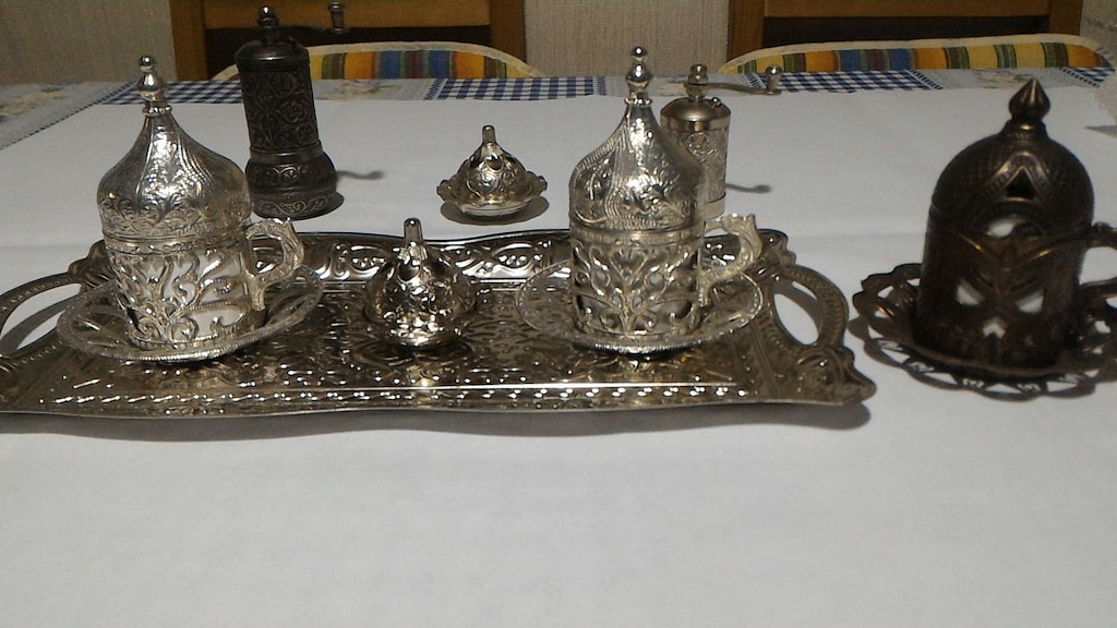 Metal Zamak Kahve Değirmen, Fincan ve Aksesuarları Takımı - 10
