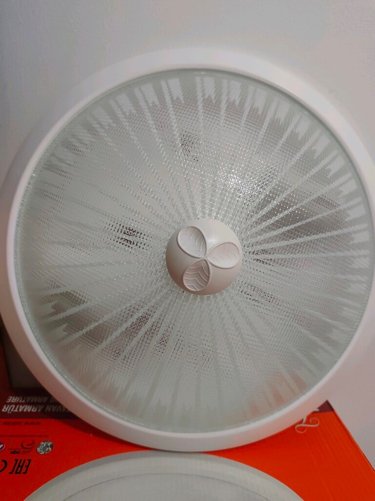 stok 500 adet ARMATÜR IŞILDAR TAVAN CAM ÇİFT DUYLU 2XE27 BEYAZ 04221 - 2